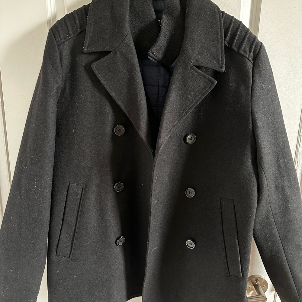 Men's Black Double-Breasted PeaCoat